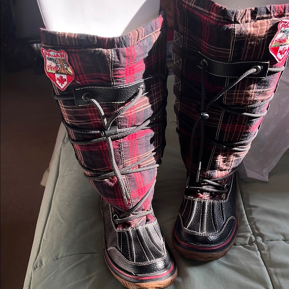 Parjar Canada Knee High Tartan Boots